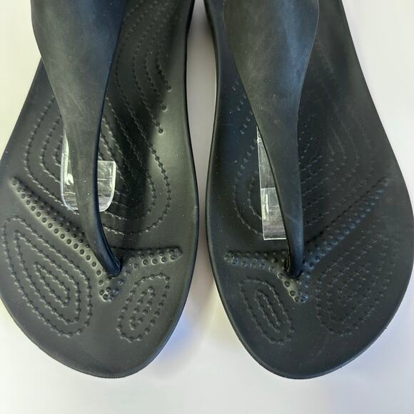 Crocs Sexi flip flop t-strap comfort rubber sandal in black women's size 10 - Picture 4 of 13